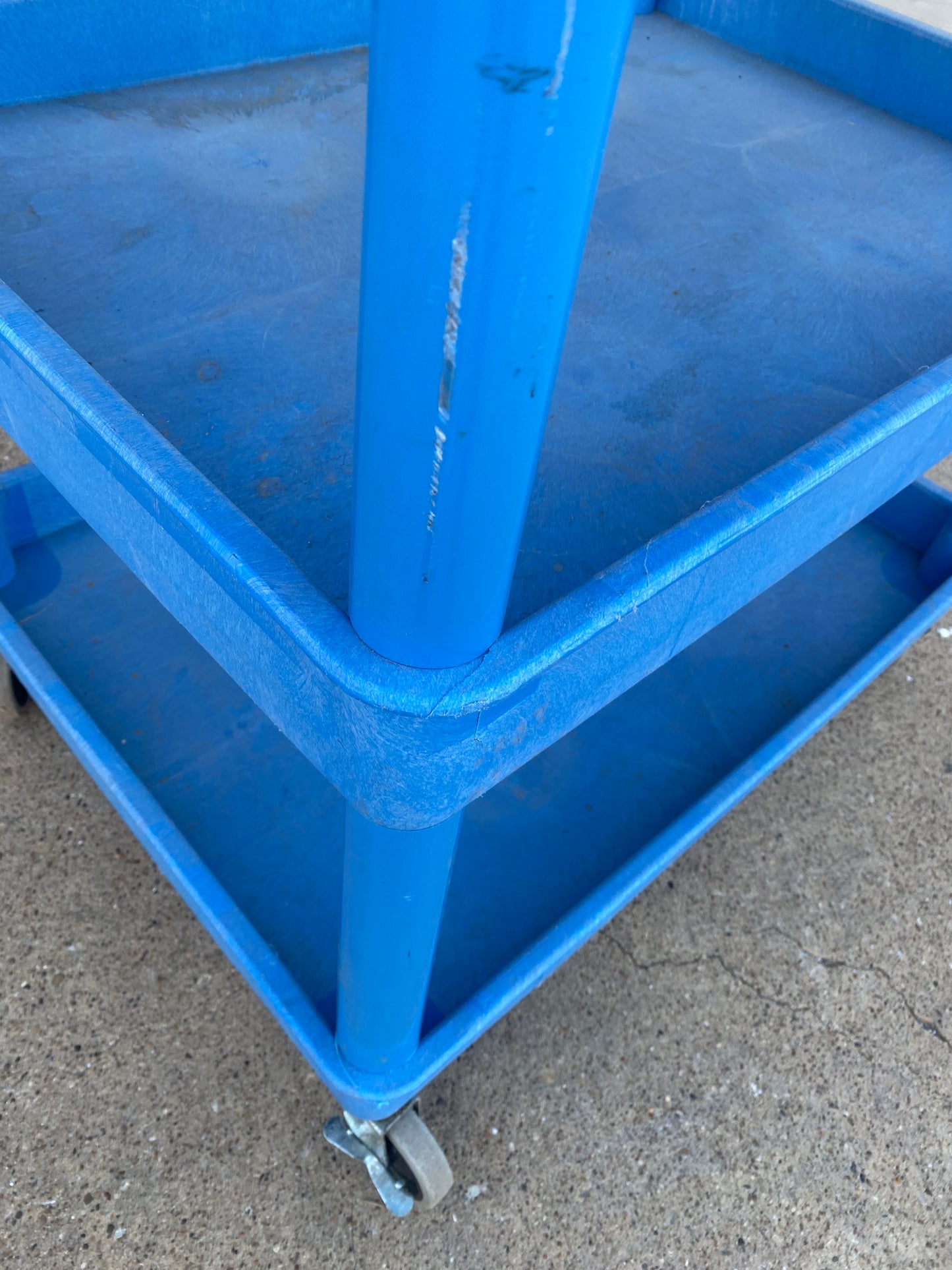 #125 - Blue Rolling 3-Tier Cart With Push/Pull Handles, 38" x 36" x 25" - (IN CONDITION AS SHOWN) - (READ)