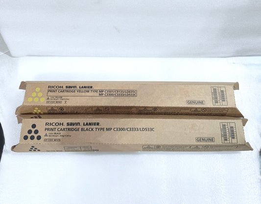 Lot Of 2 - New - Ricoh Savin Lanier Print Cartridges, Black & Yellow, 841276