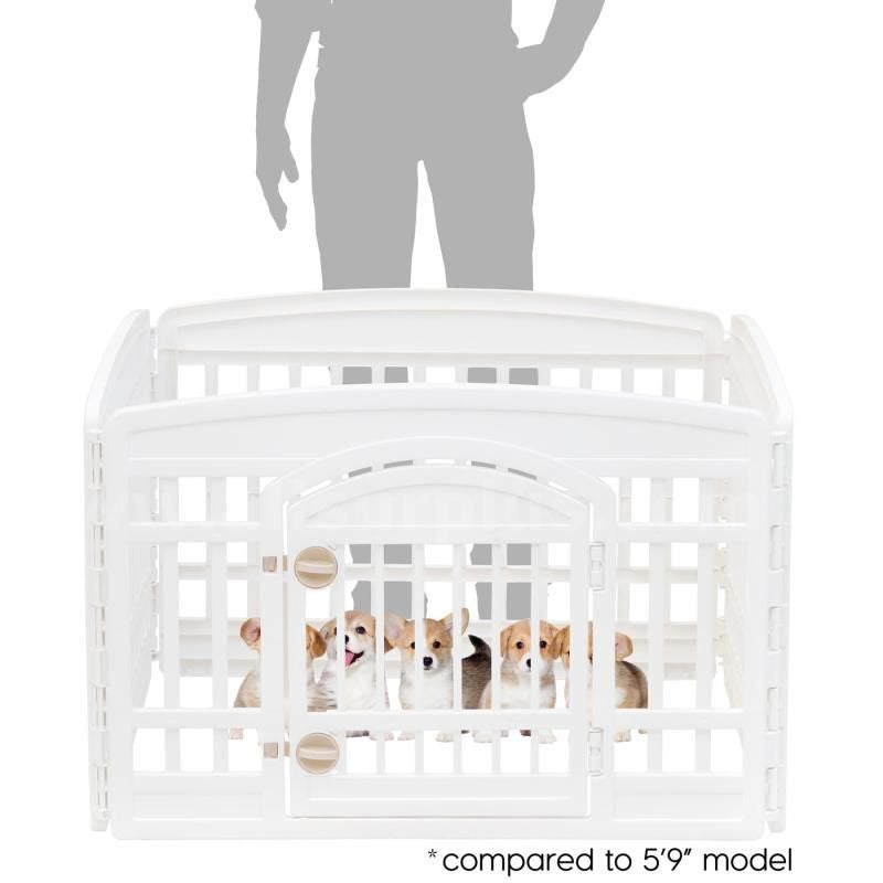 iris USA 24" 4-Panel Dog Playpen Lockable Door, 35” x 35” x 24”, White - (READ)