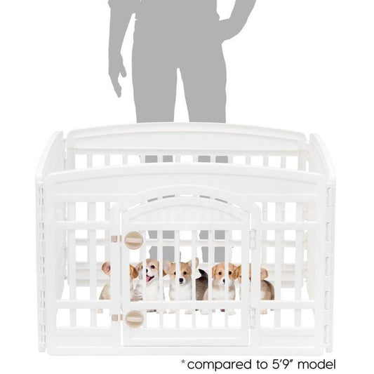 iris USA 24" 4-Panel Dog Playpen Lockable Door, 35” x 35” x 24”, White - (READ)