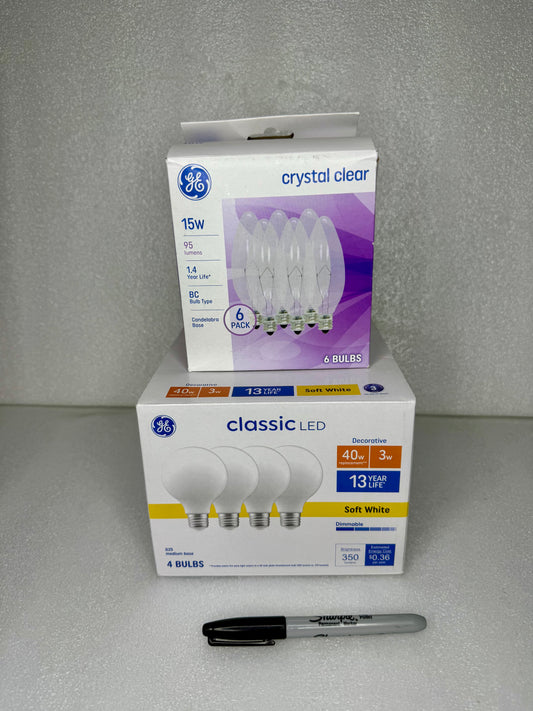 #154 - lot Of 10 - New Other - GE Light Bulbs, 15W & 40W - (AS SHOWN) $$