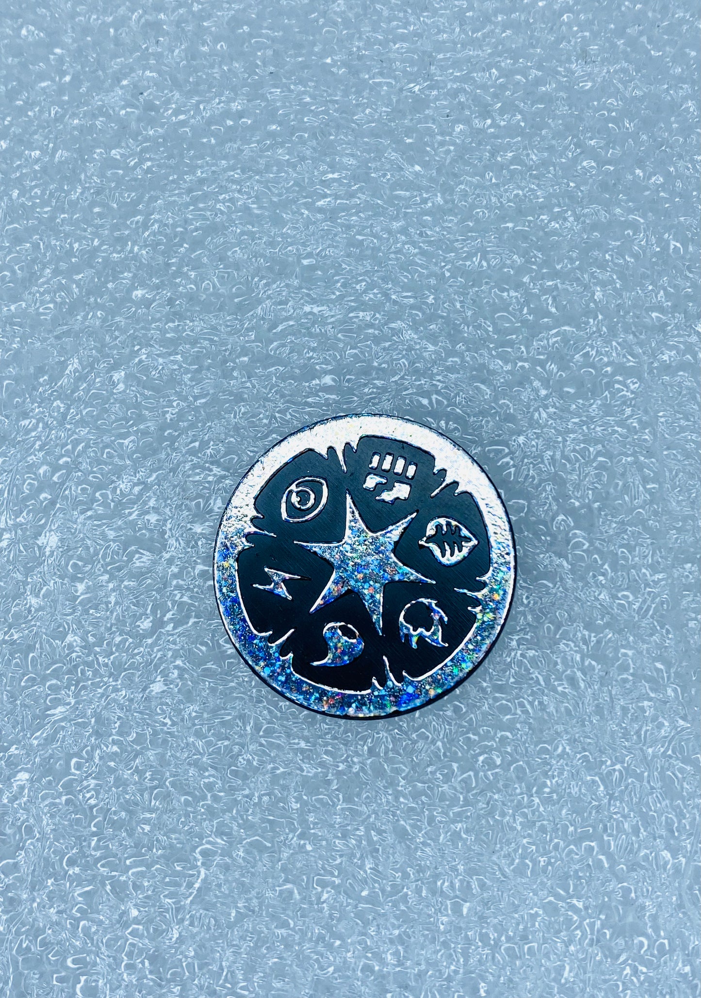 pokemon Energy Symbols Silver/Black Rainbow Dark Rampage 1 3/16" Coin - (READ)