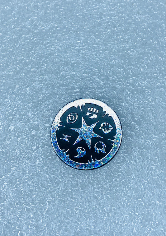 pokemon Energy Symbols Silver/Black Rainbow Dark Rampage 1 3/16" Coin - (READ)