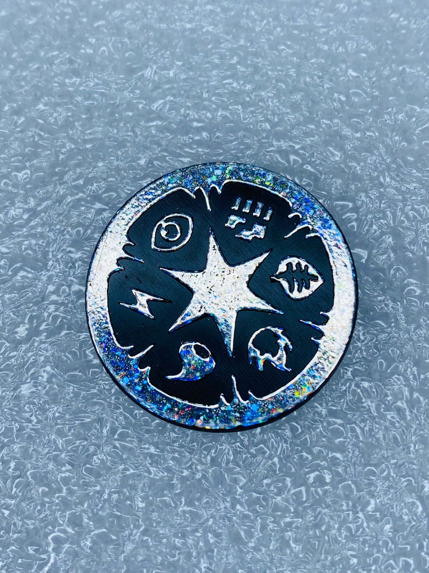 pokemon Energy Symbols Silver/Black Rainbow Dark Rampage 1 3/16" Coin - (READ)