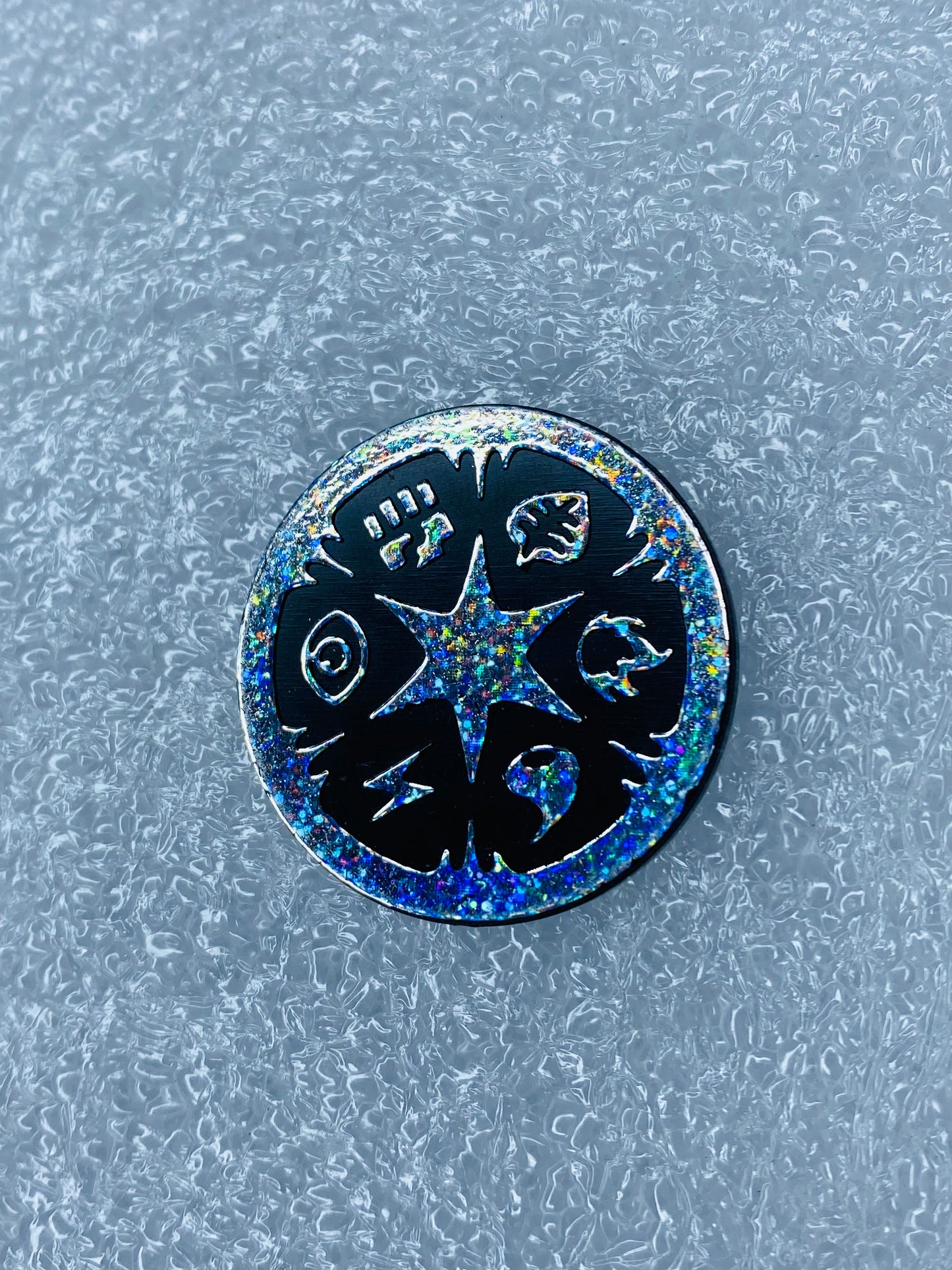 pokemon Energy Symbols Silver/Black Rainbow Dark Rampage 1 3/16" Coin - (READ)