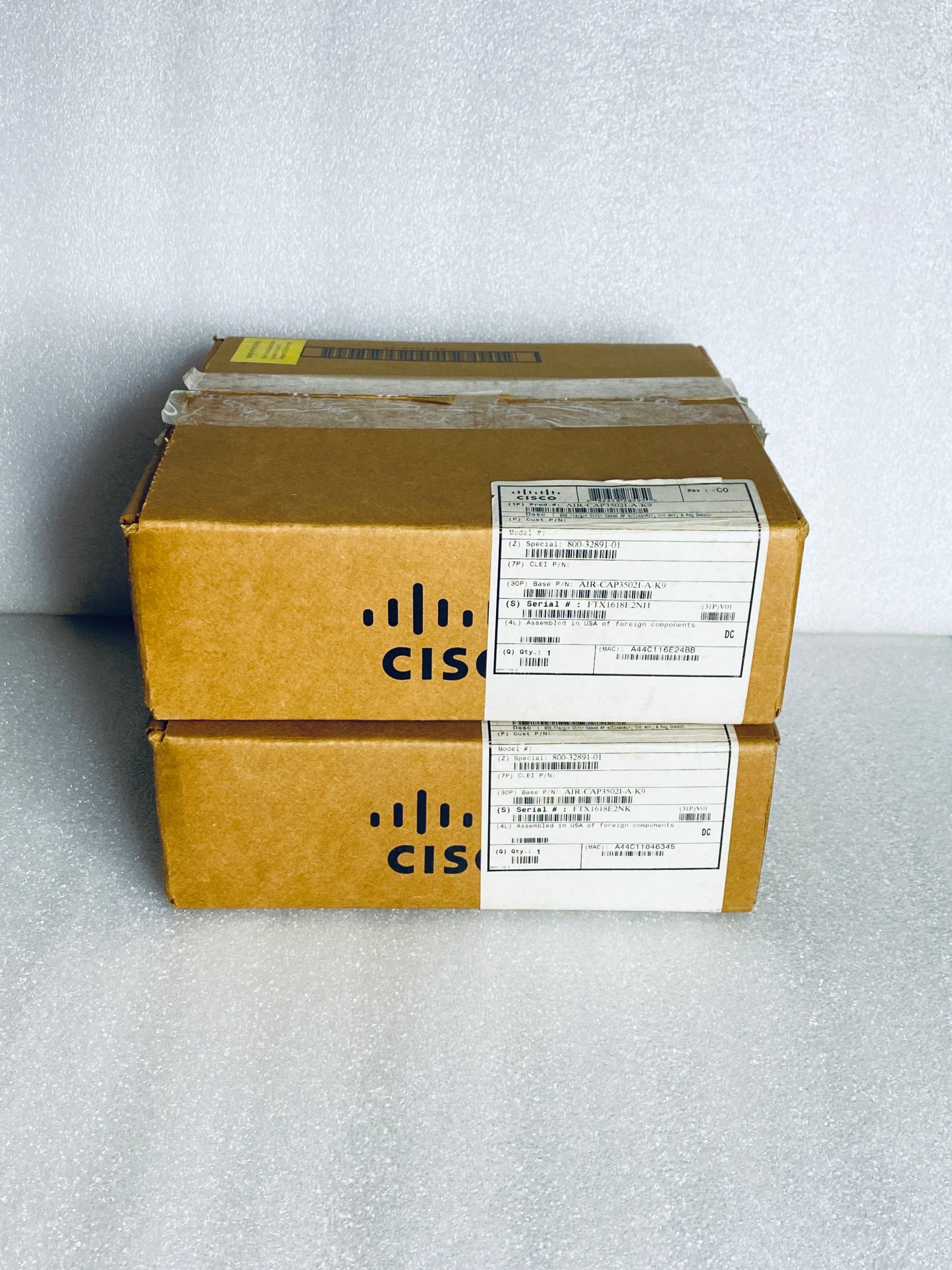 lot Of 2 - Cisco AIR-CAP3502I-A-K9 802.11n Dual Band Access Points & Mounts
