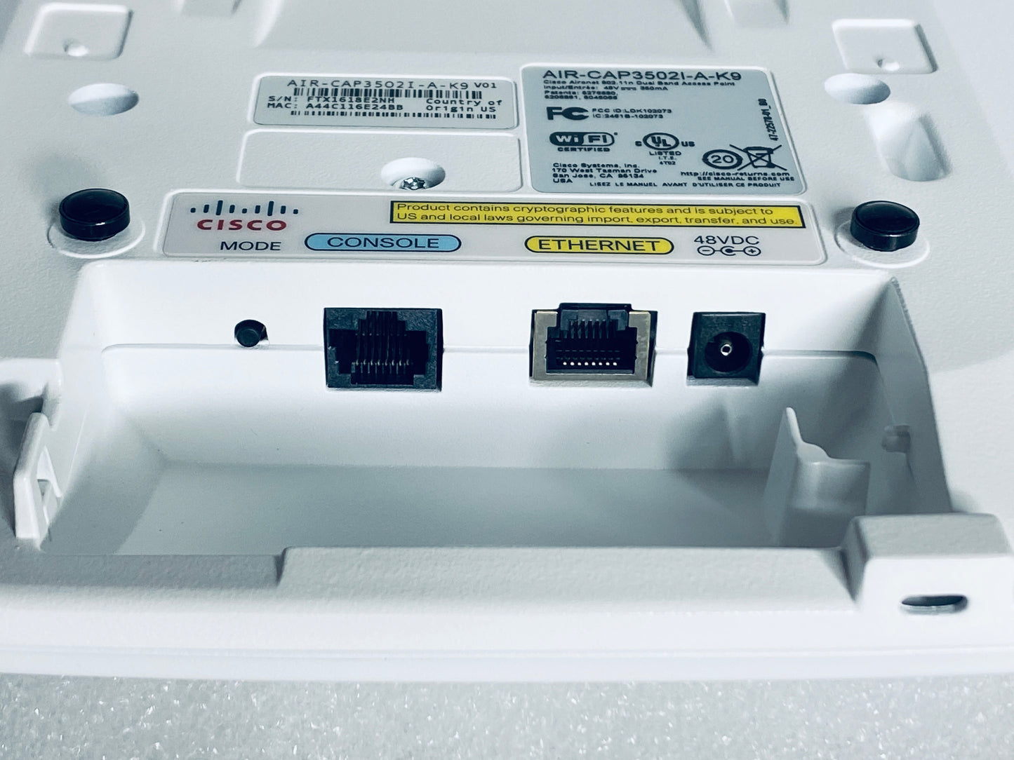 lot Of 2 - Cisco AIR-CAP3502I-A-K9 802.11n Dual Band Access Points & Mounts