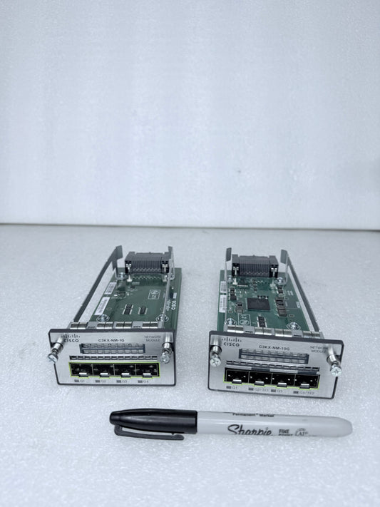 #162 - lot Of 2 - Cisco C3KX-NM-10G Network Modules, 8" x 3" x 2" - (READ) $$