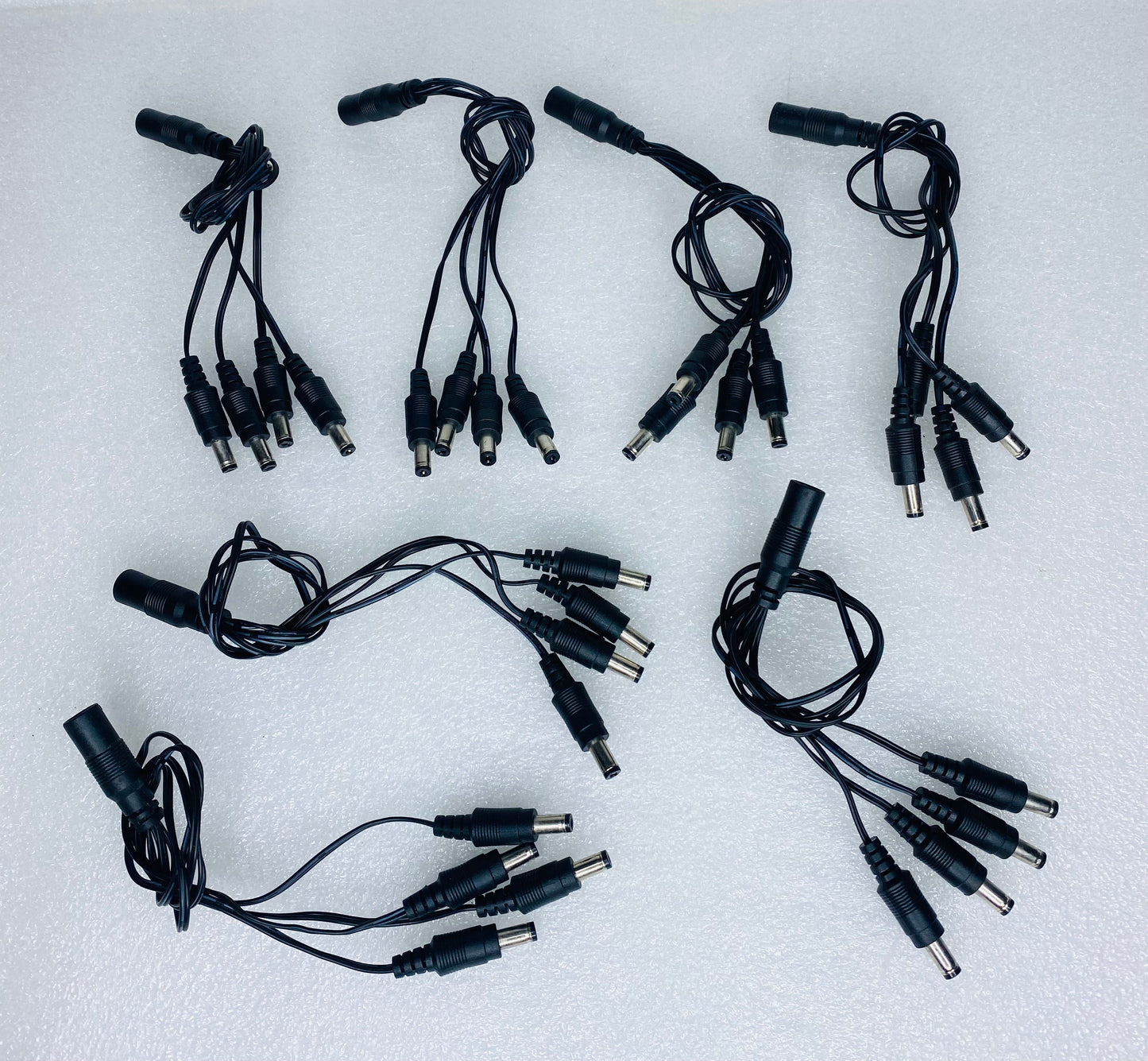 lot Of 7 - 12V In DC Power Splitters, 1 Female to 4 Male Tips, 12" Long - (READ)