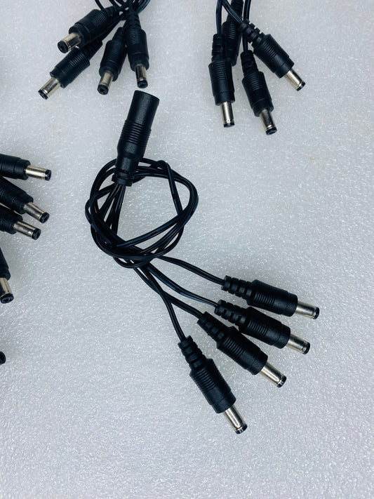 lot Of 7 - 12V In DC Power Splitters, 1 Female to 4 Male Tips, 12" Long - (READ)