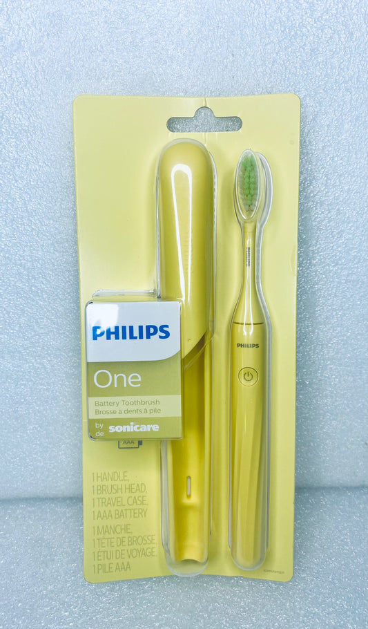 new Philips One AAA Battery Toothbrush by Sonicare, HY110Y, 8" x .5", Yellow