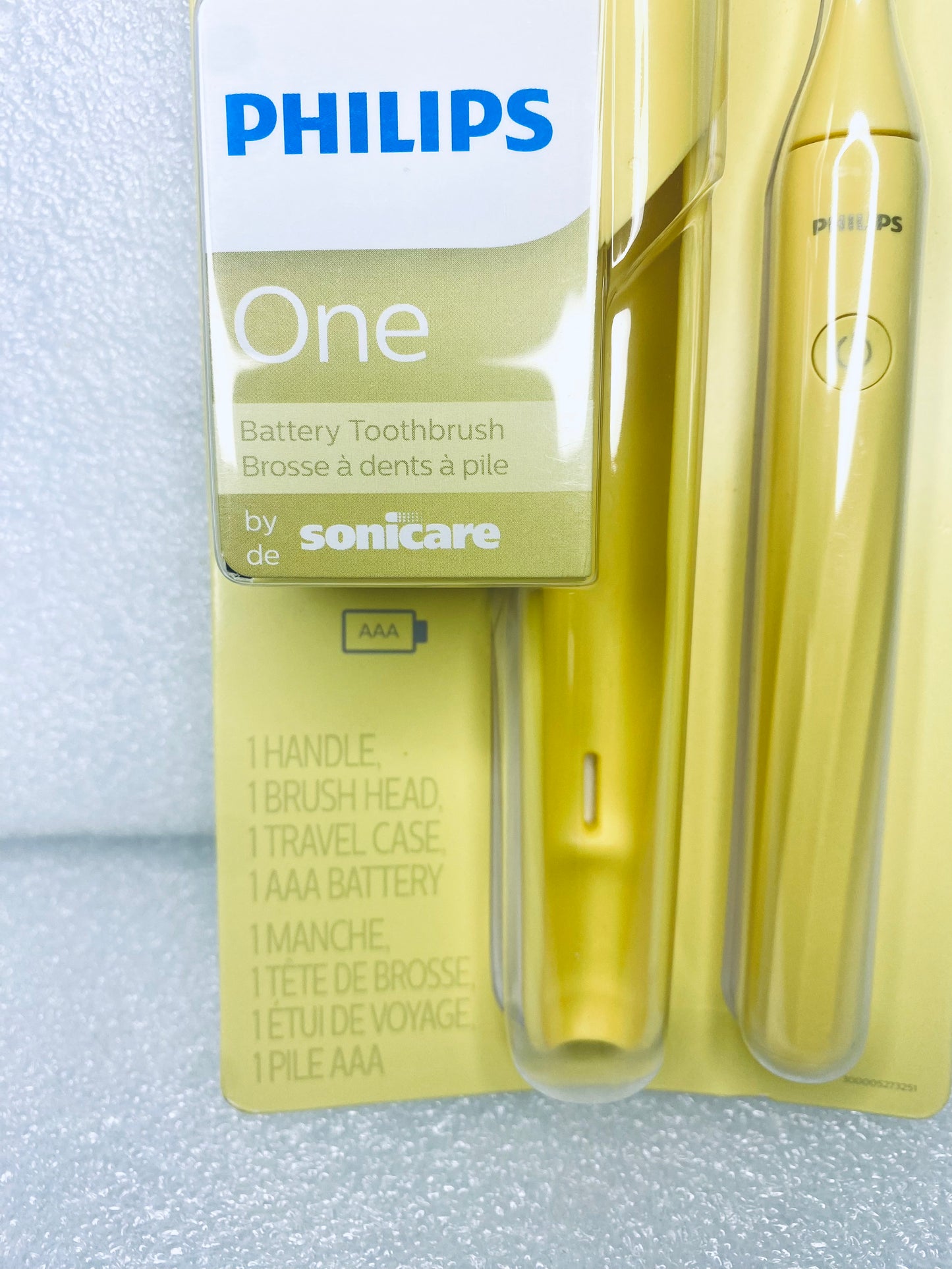 new Philips One AAA Battery Toothbrush by Sonicare, HY110Y, 8" x .5", Yellow