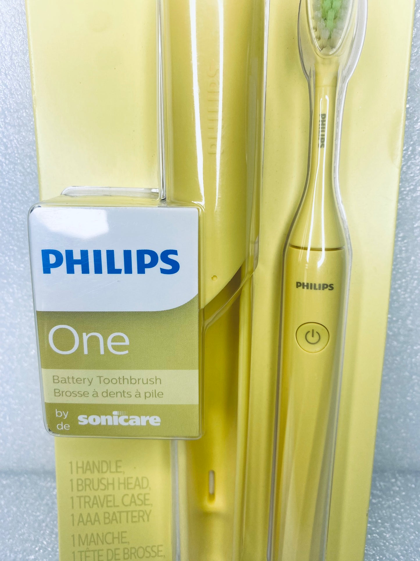 new Philips One AAA Battery Toothbrush by Sonicare, HY110Y, 8" x .5", Yellow