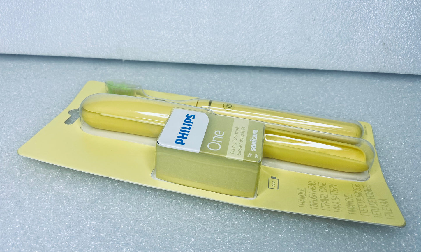 new Philips One AAA Battery Toothbrush by Sonicare, HY110Y, 8" x .5", Yellow