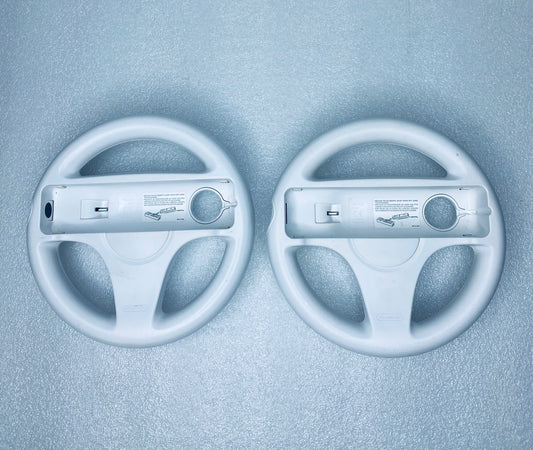 lot Of 2 - Nintendo Wii 7" Racing Wheels For Remote Controllers, White, RVL-024