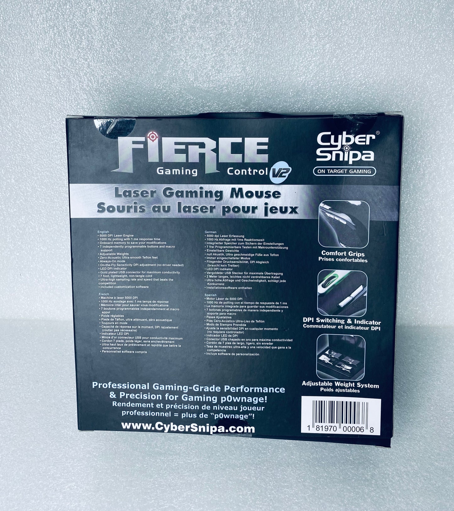 #16 - open Box - Cyber Snipa 5000 DPI Fierce Laser Gaming Mouse V2, Black - (IN CONDITION AS SHOWN)