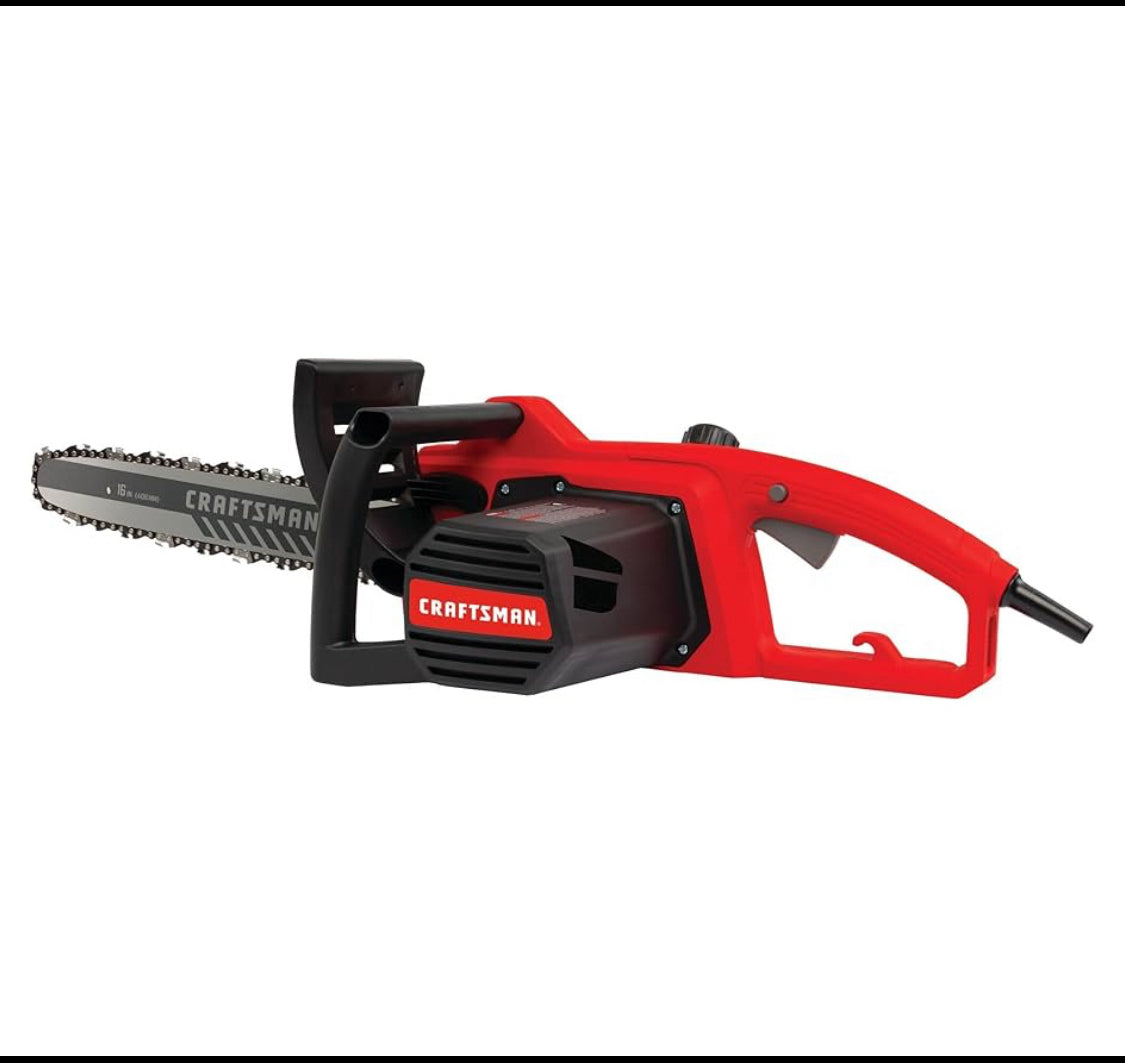 CRAFTSMAN 16" 12 Amp Electric Corded Chainsaw, Red/Black
