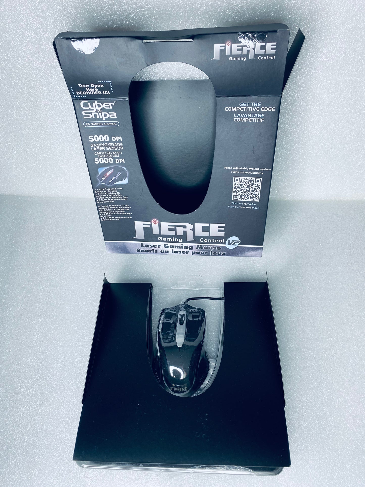#16 - open Box - Cyber Snipa 5000 DPI Fierce Laser Gaming Mouse V2, Black - (IN CONDITION AS SHOWN)