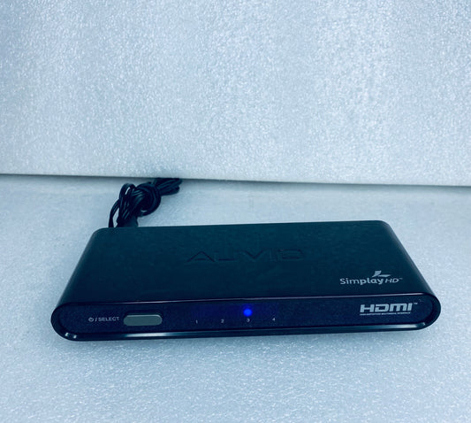 #03 - auvio 4-in & 1-out HDMI Selector Switch W/5V AC Adapter, 7" x 3", 15-318, Black - (IN CONDITION AS SHOWN)