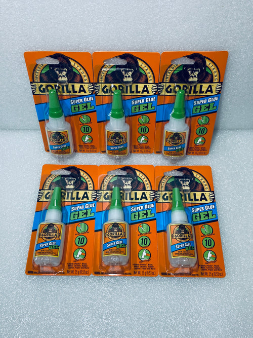 lot Of 6 - New Gorilla Incredibly Strong Super Glue Clear Gel, 15 Grams Each Tube