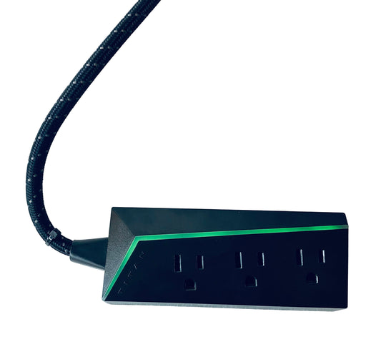 titan 3-Outlet Power Strip W/4 ft. Braided Cord, LED Light Strip, Black, 60046