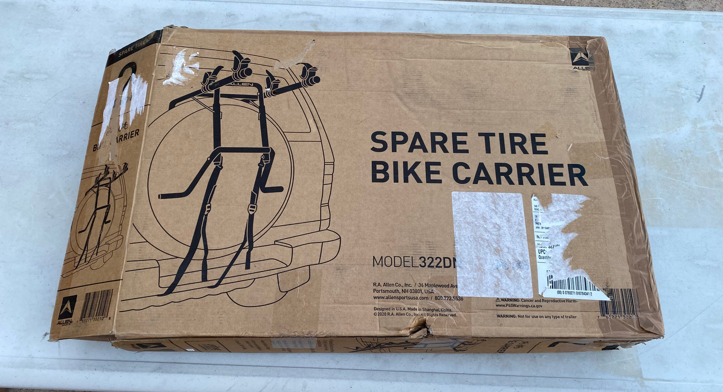 #77 - Allen Spare Tire Bike Carrier, Black - (IN CONDITION AS SHOWN) - (READ)