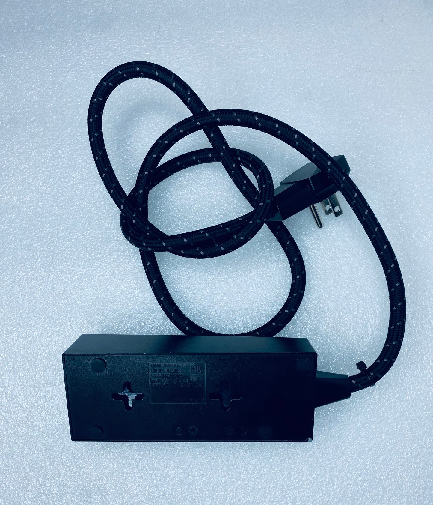 titan 3-Outlet Power Strip W/4 ft. Braided Cord, LED Light Strip, Black, 60046