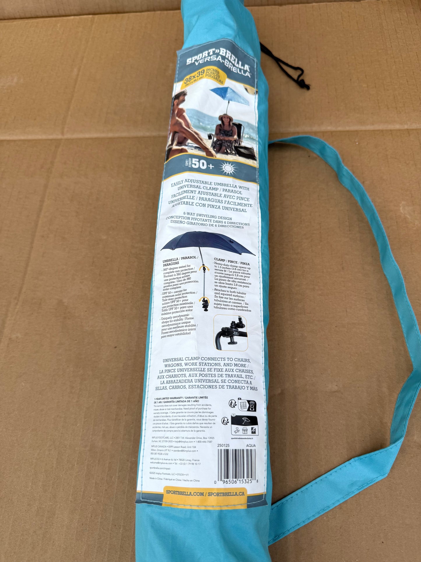 sport-Brella Versa-Brella Adjustable Umbrella W/Universal Clamp, Aqua - (READ)