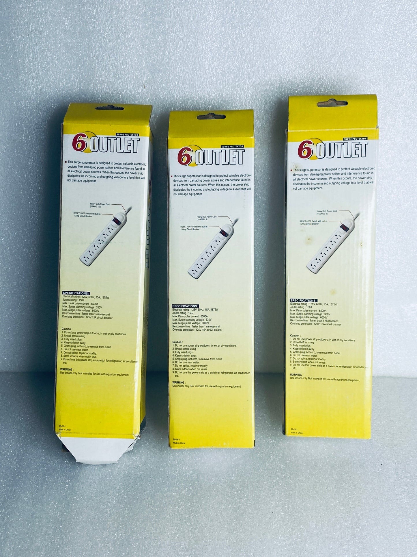 lot Of 3 New Other - 6 Outlet 125V 15A Surge Protectors, BB-06-1