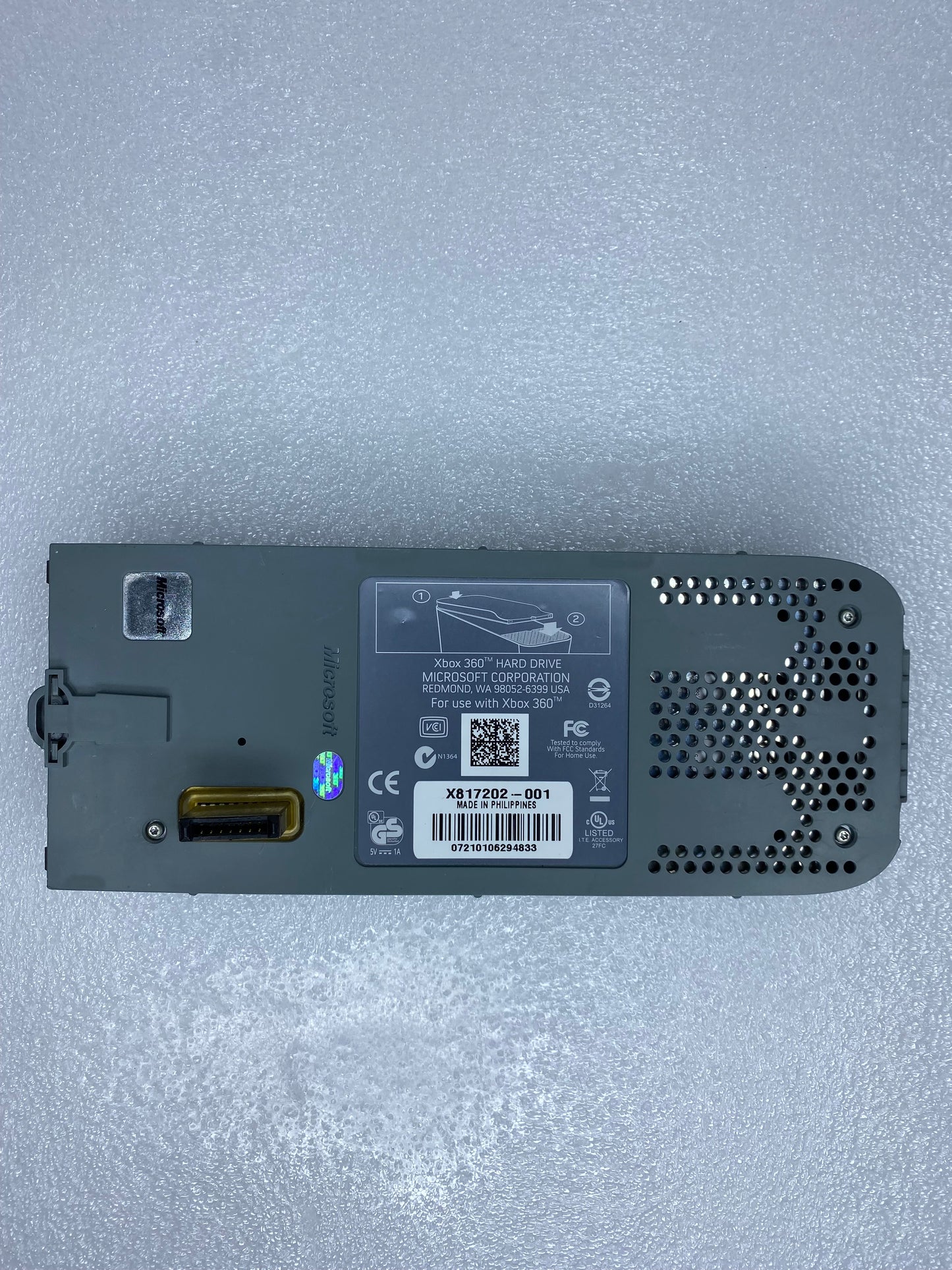 #05 - microsoft Xbox 360 60GB External Hard Drive, Gray, X817202-001 - (READ) - (IN CONDITION AS SHOWN)