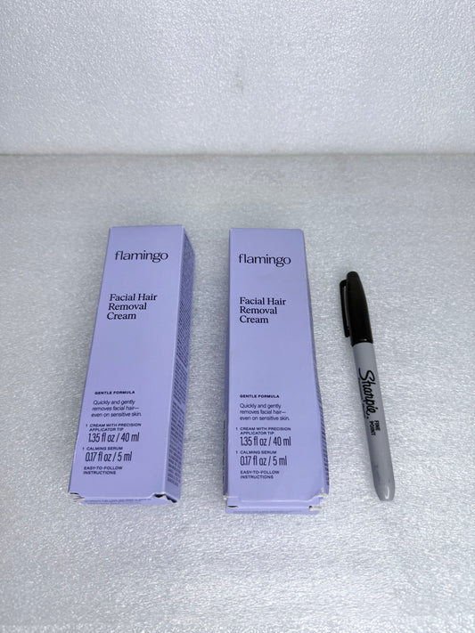 #181 - lot Of 2 - New Flamingo Facial Hair Removal Cream (2.70 fl oz Total) - (READ)
