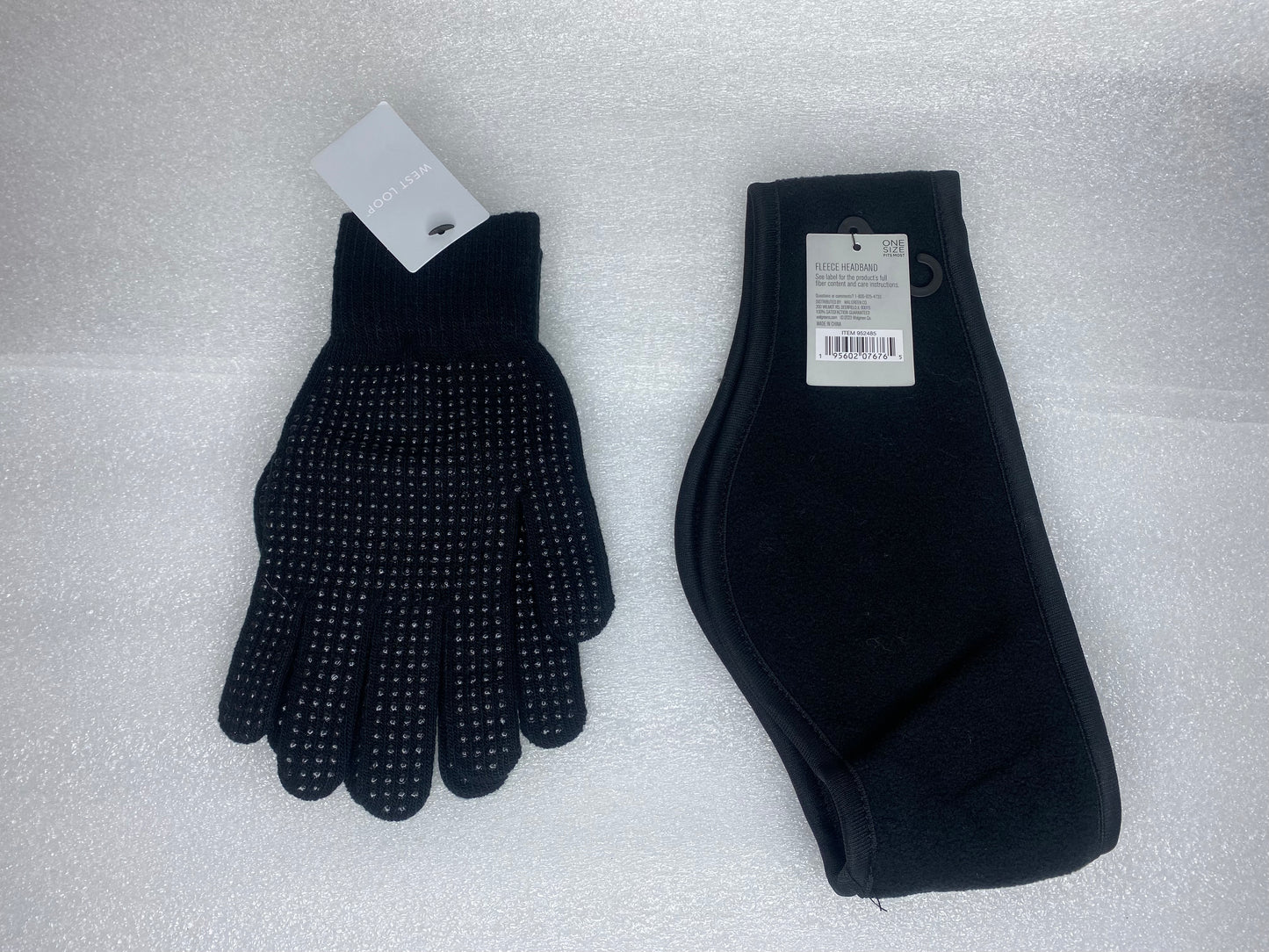 #197 - lot Of - New West Loop Fleece Headband & Gripper Glove, One Size Fits Most - (IN COLOR AS SHOWN)