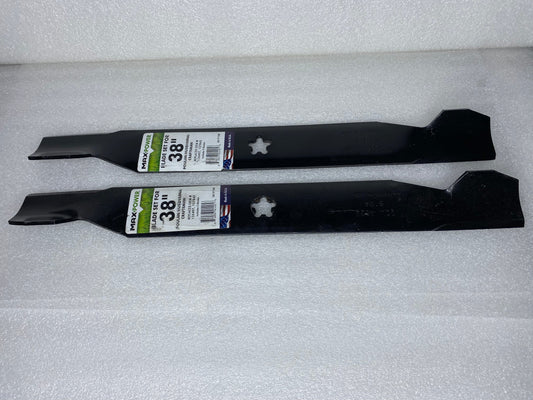 #221 - Lot Of 2 New Max Power Blades For 38" Poulan/Husqvarna/Craftsman (IN CONDITION AS SHOWN) (READ)