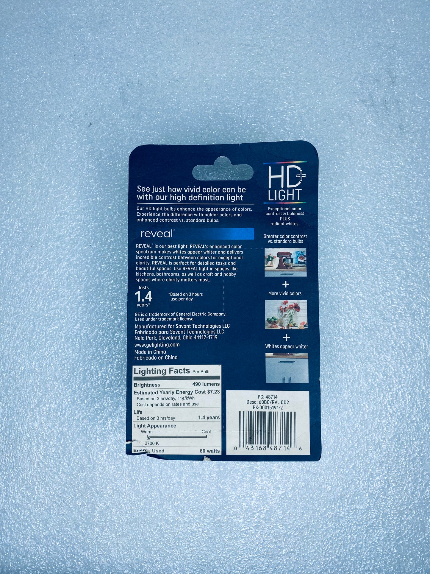 #28 - lot Of 2 - New Reveal Pure Clean Light HD+ Light Bulbs, 48714 - (READ) - (IN CONDITION AS SHOWN)