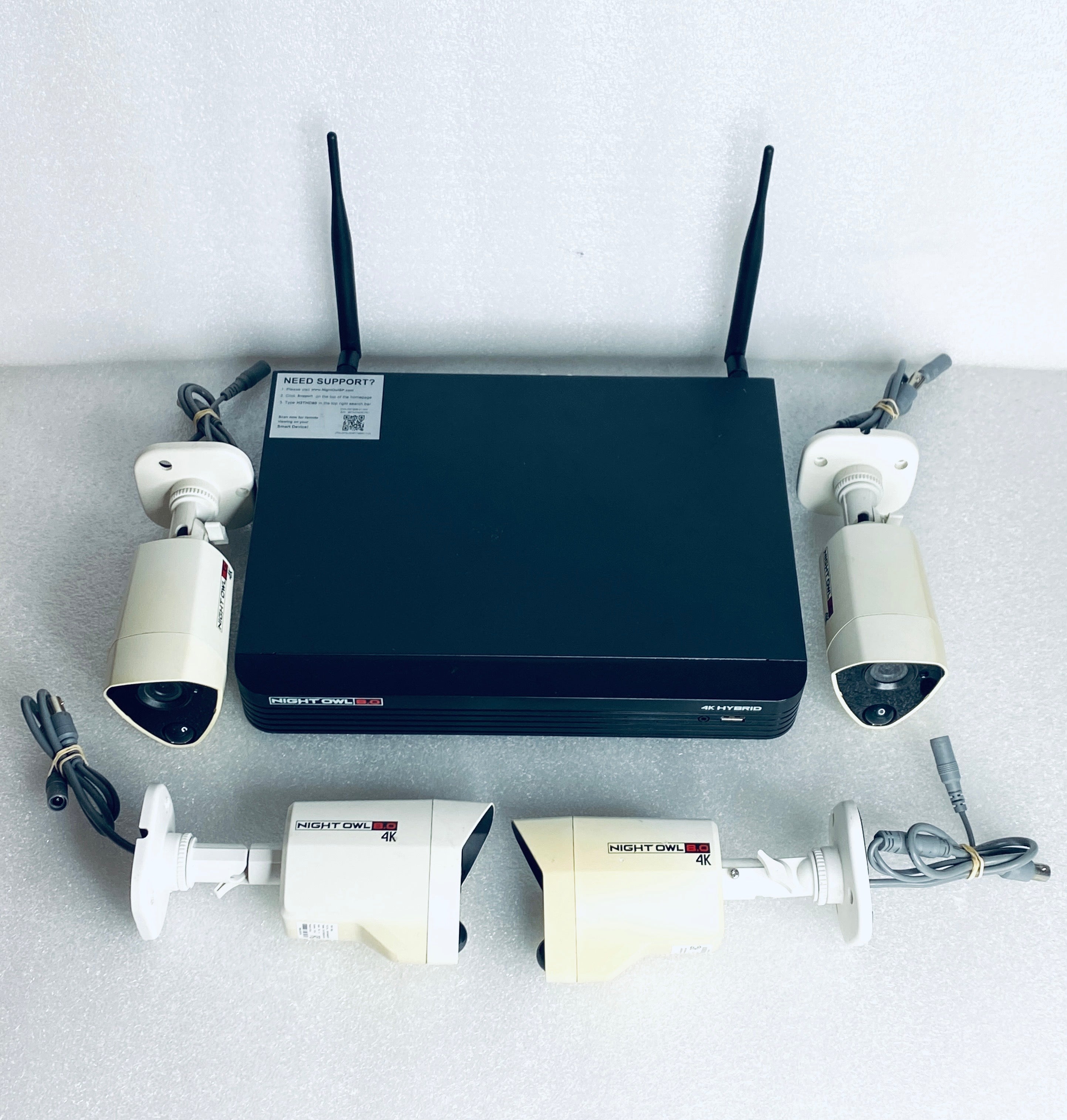 Night Owl 4-Channel Hybrid 4K Security 8.0 1TB HDD DVR Security System, (4) 8.0 4K Bullet & (2) 1080P Wireless Indoor Add-On Cameras (READ)