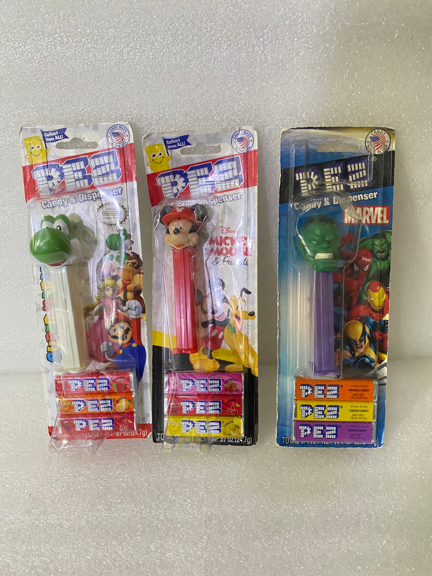 #234 - Lot Of 3 - New Sealed PEZ Marvel, Disney & Nintendo Toy Lot (AS SHOWN)