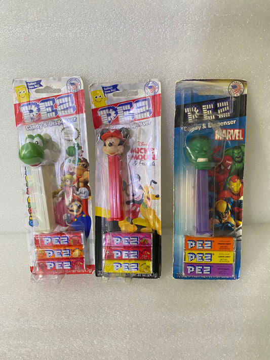 #234 - Lot Of 3 - New Sealed PEZ Marvel, Disney & Nintendo Toy Lot (AS SHOWN)