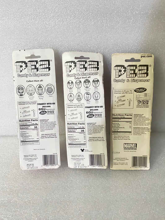 #234 - Lot Of 3 - New Sealed PEZ Marvel, Disney & Nintendo Toy Lot (AS SHOWN)