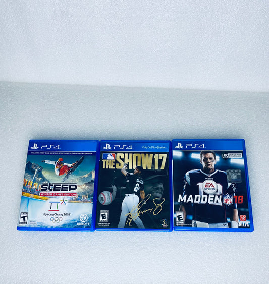#48 - lot of 3 -PlayStation 4 Video Games Steep Winter Games/Madden/MLB - (READ) - (IN CONDITION AS SHOWN)