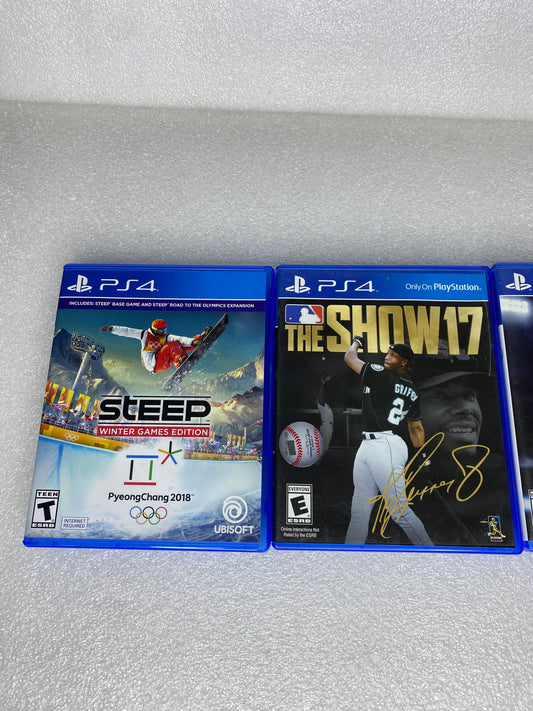 #48 - lot of 3 -PlayStation 4 Video Games Steep Winter Games/Madden/MLB - (READ) - (IN CONDITION AS SHOWN)