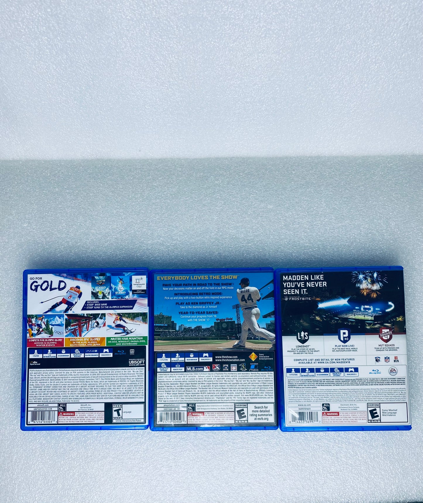 #48 - lot of 3 -PlayStation 4 Video Games Steep Winter Games/Madden/MLB - (READ) - (IN CONDITION AS SHOWN)