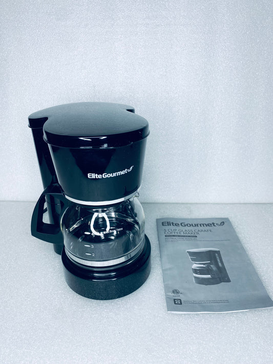#50 - Elite Gourmet 5 Cup Glass Carafe Coffee Maker, EHC-5055, Black - (READ) - (IN CONDITION AS SHOWN)