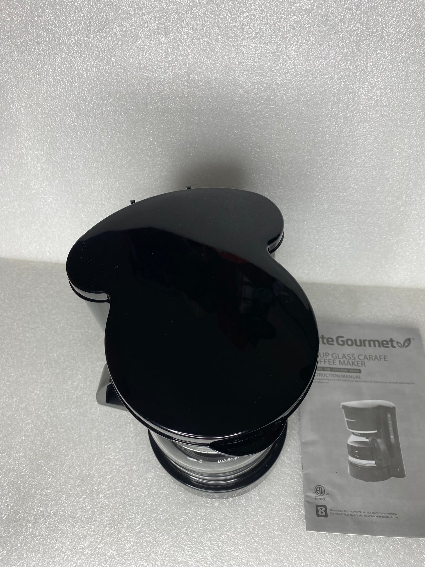 #50 - Elite Gourmet 5 Cup Glass Carafe Coffee Maker, EHC-5055, Black - (READ) - (IN CONDITION AS SHOWN)