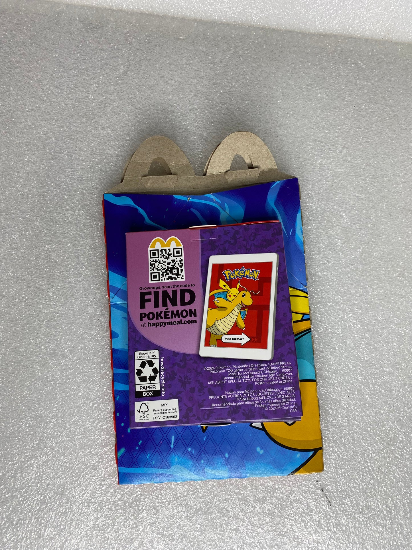 #49 - new - McDonald's Pokemon Sticker Activity Sheet #1 with Meal Box - (READ) - (IN CONDITION AS SHOWN)