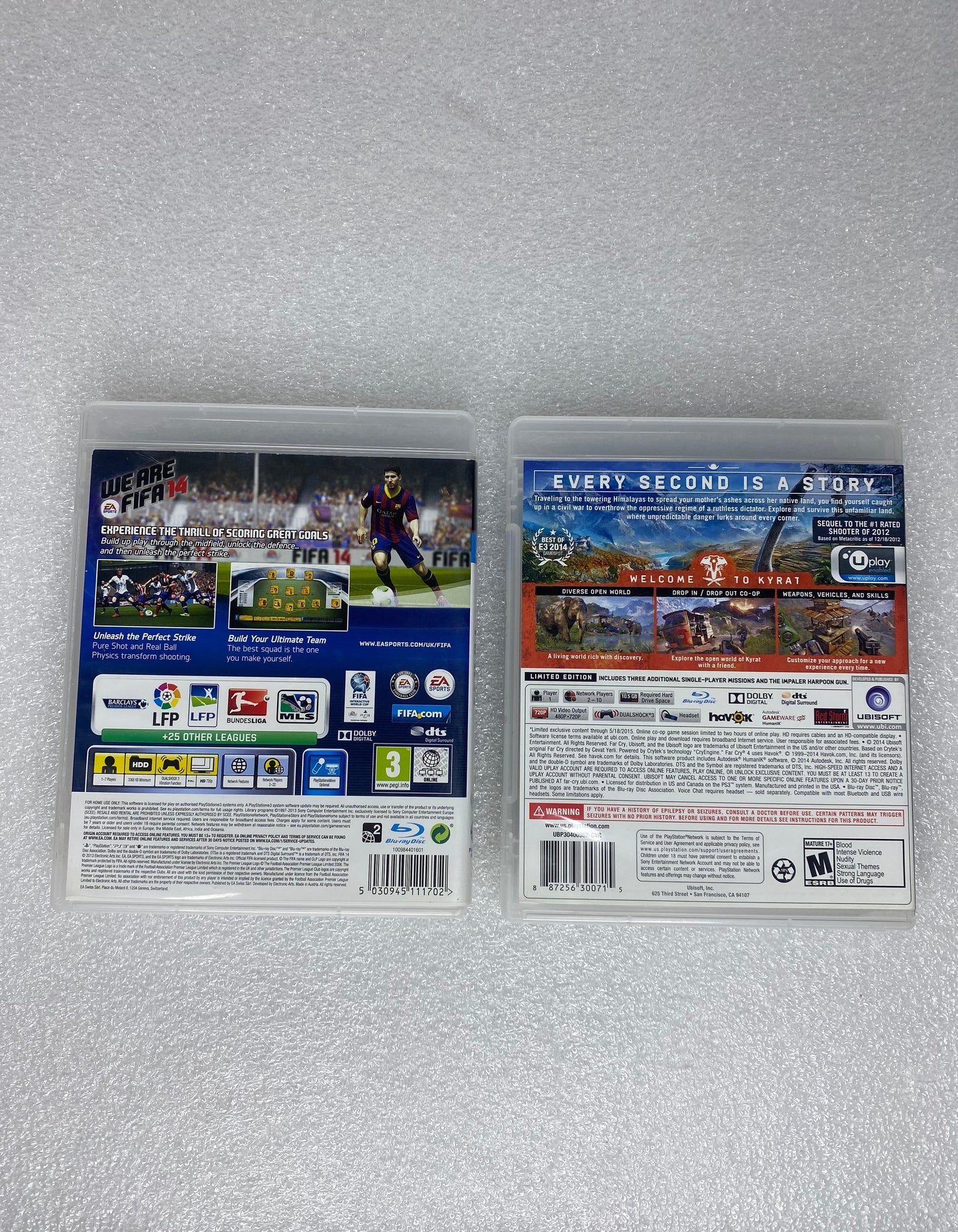 #57 - lot Of 2 - Sony PlayStation 3 Video Games, Farcry 4 & Fifa 14 - (READ) - (IN CONDITION AS SHOWN)