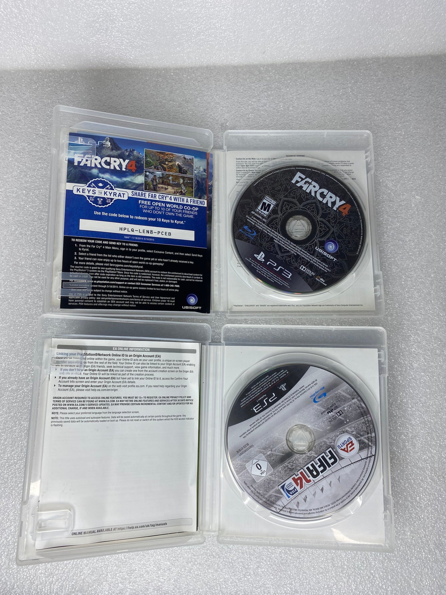 #57 - lot Of 2 - Sony PlayStation 3 Video Games, Farcry 4 & Fifa 14 - (READ) - (IN CONDITION AS SHOWN)
