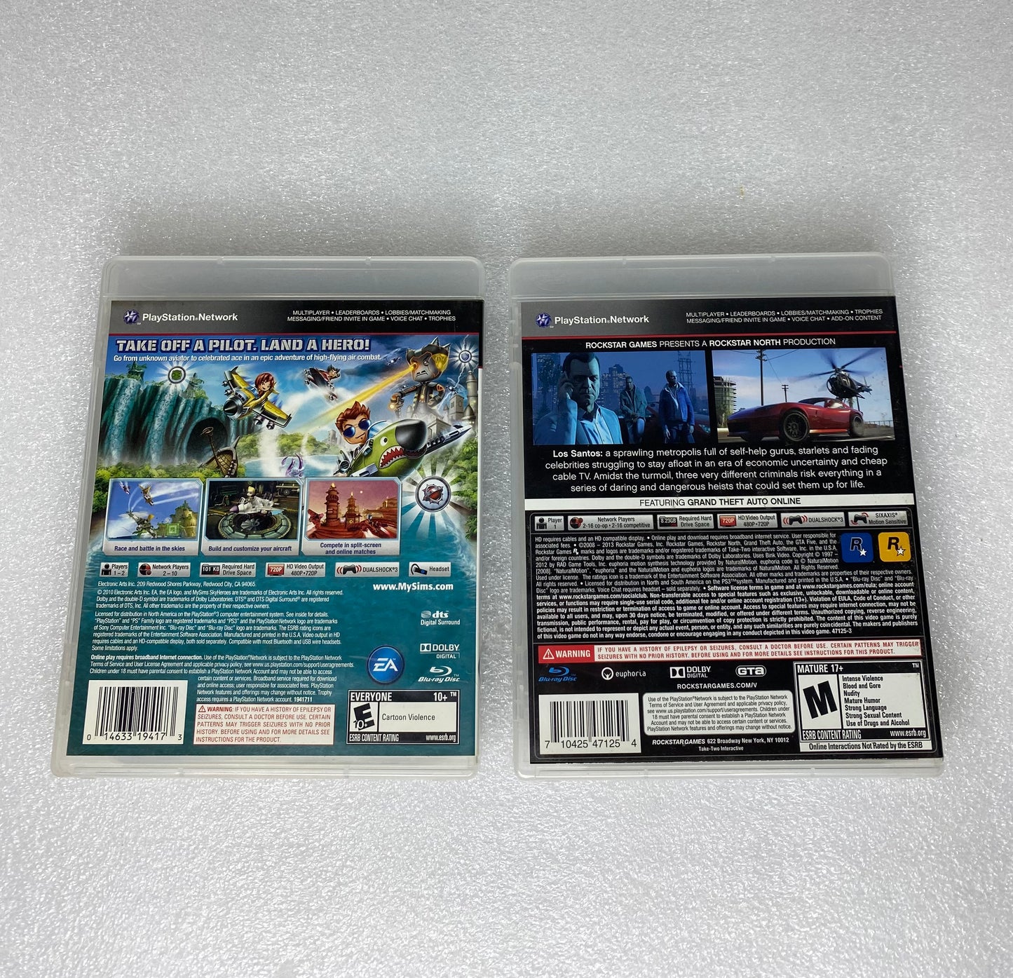 #58 - lot Of 2 -Sony PlayStation 3 Video Games GTA V, My Sims Sky Heroes- (READ) - (IN CONDITION AS SHOWN)