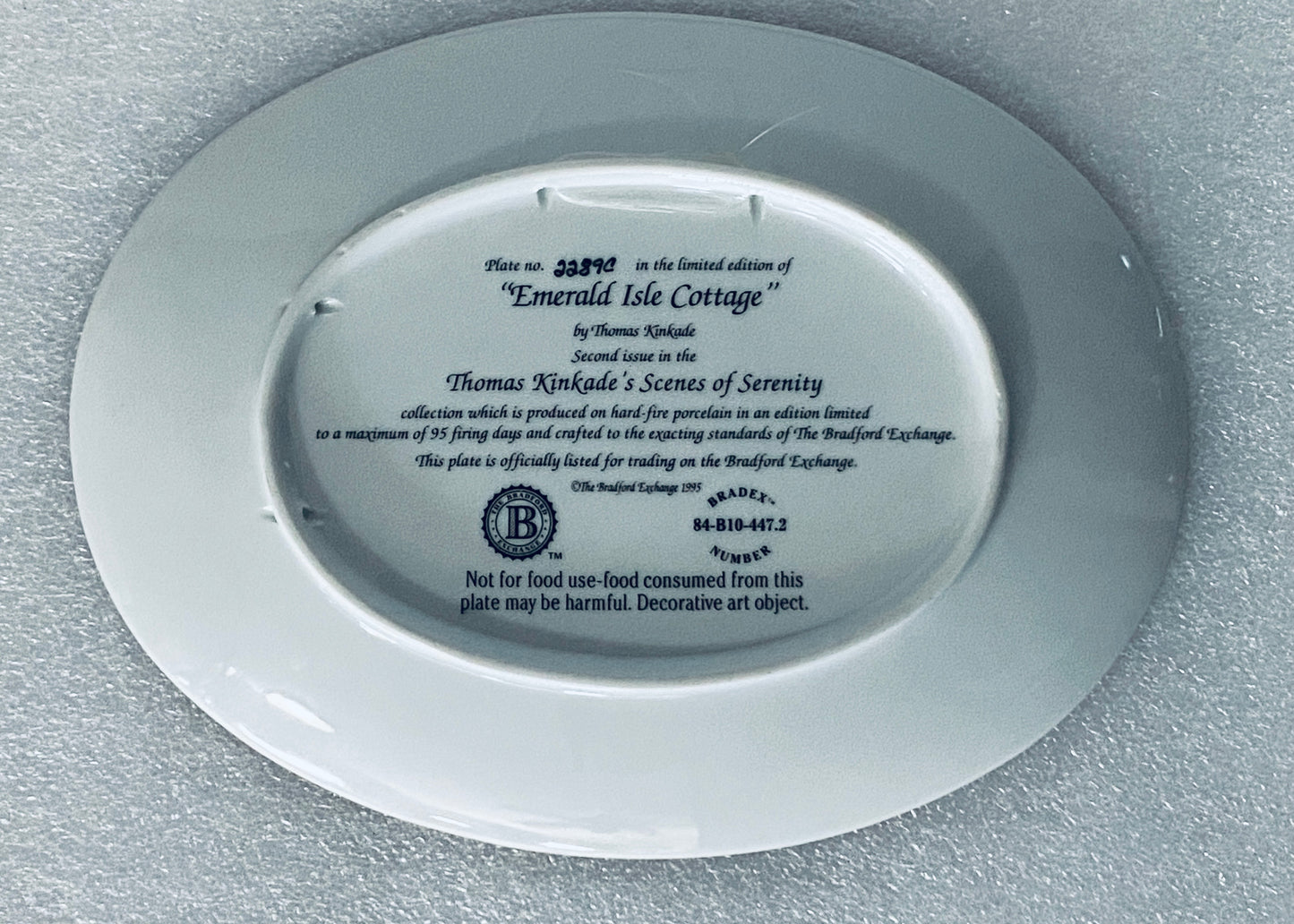 thomas Kinkade's Scenes Of Serenity "Emerald Isle Cottage" Oval Plate With COA