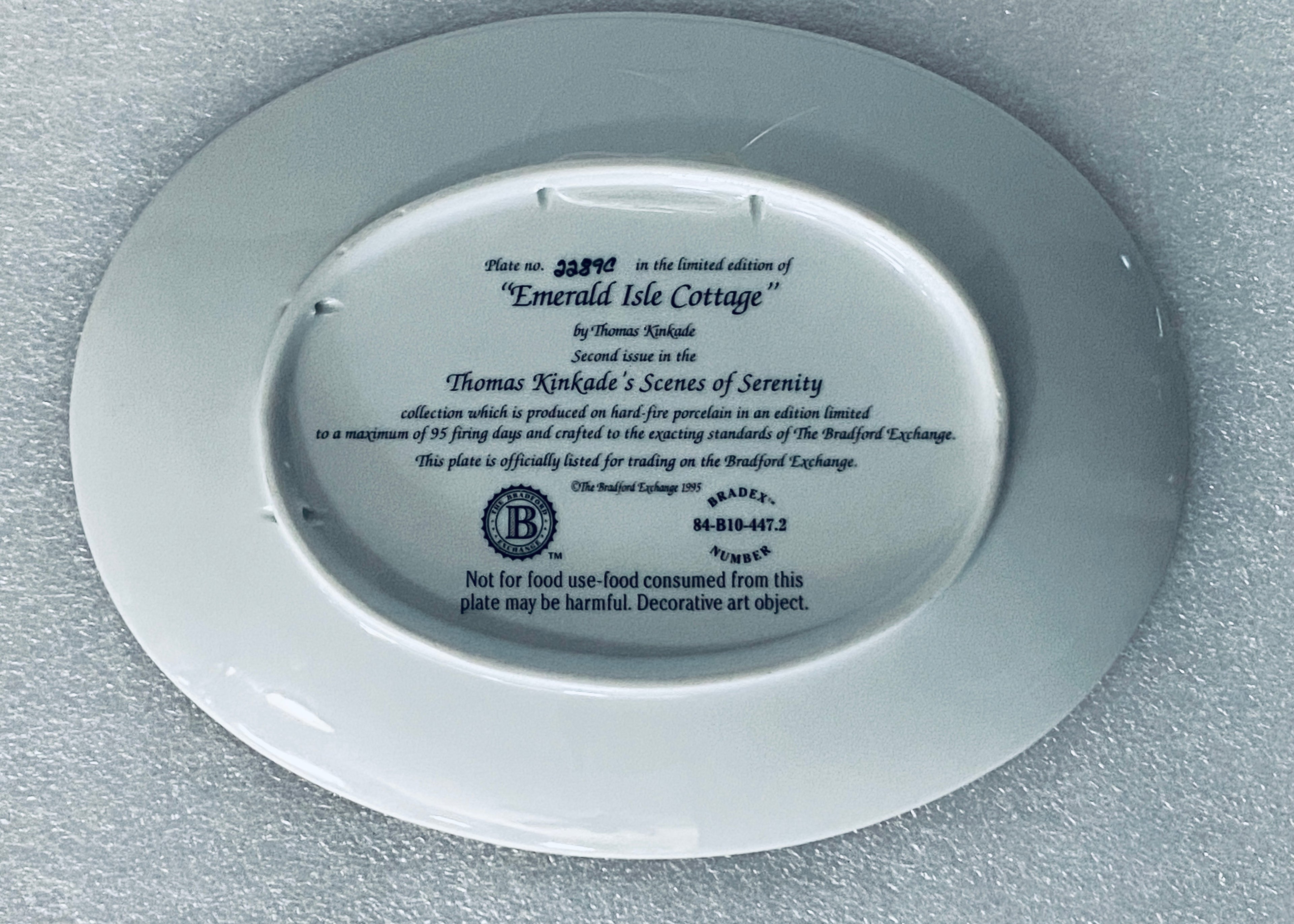 thomas Kinkade's Scenes Of Serenity "Emerald Isle Cottage" Oval Plate With COA
