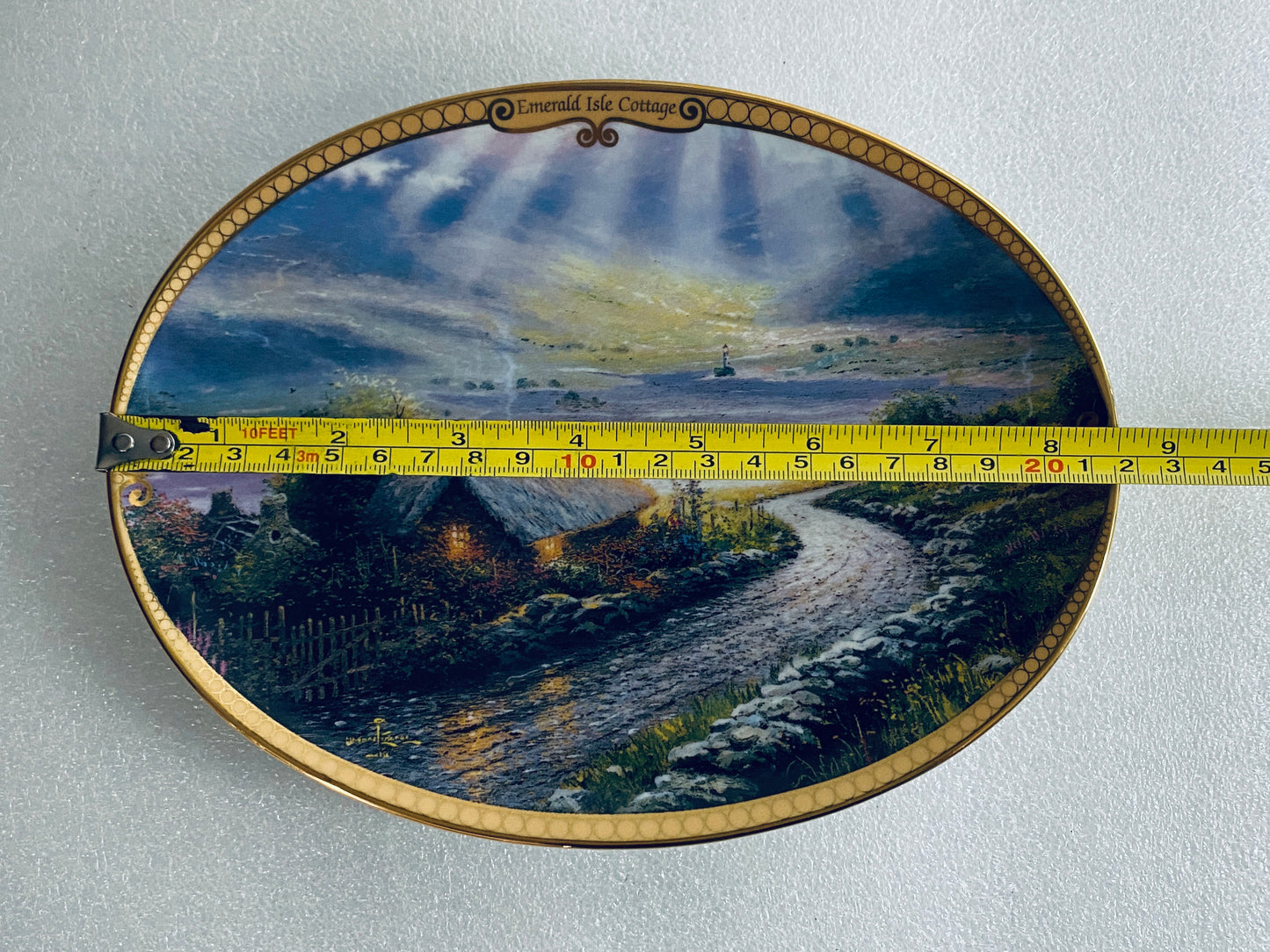 thomas Kinkade's Scenes Of Serenity "Emerald Isle Cottage" Oval Plate With COA